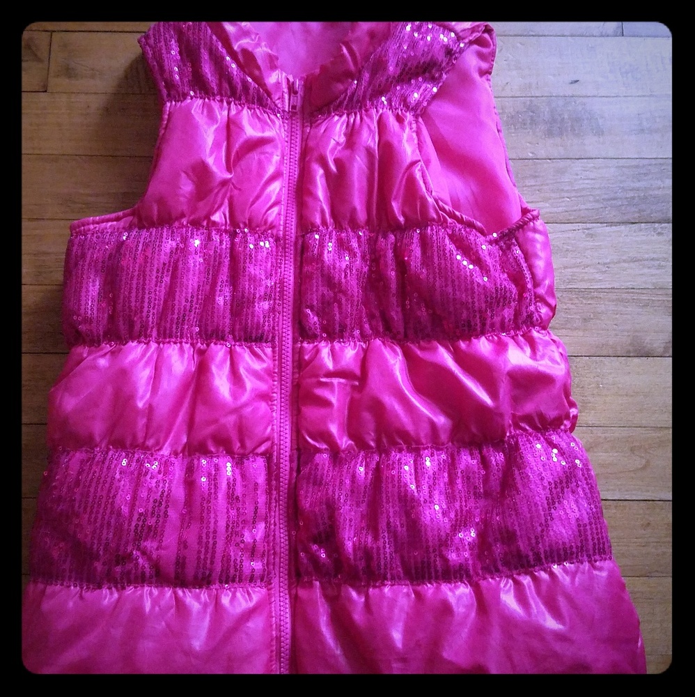 Girls sequined puffer vest